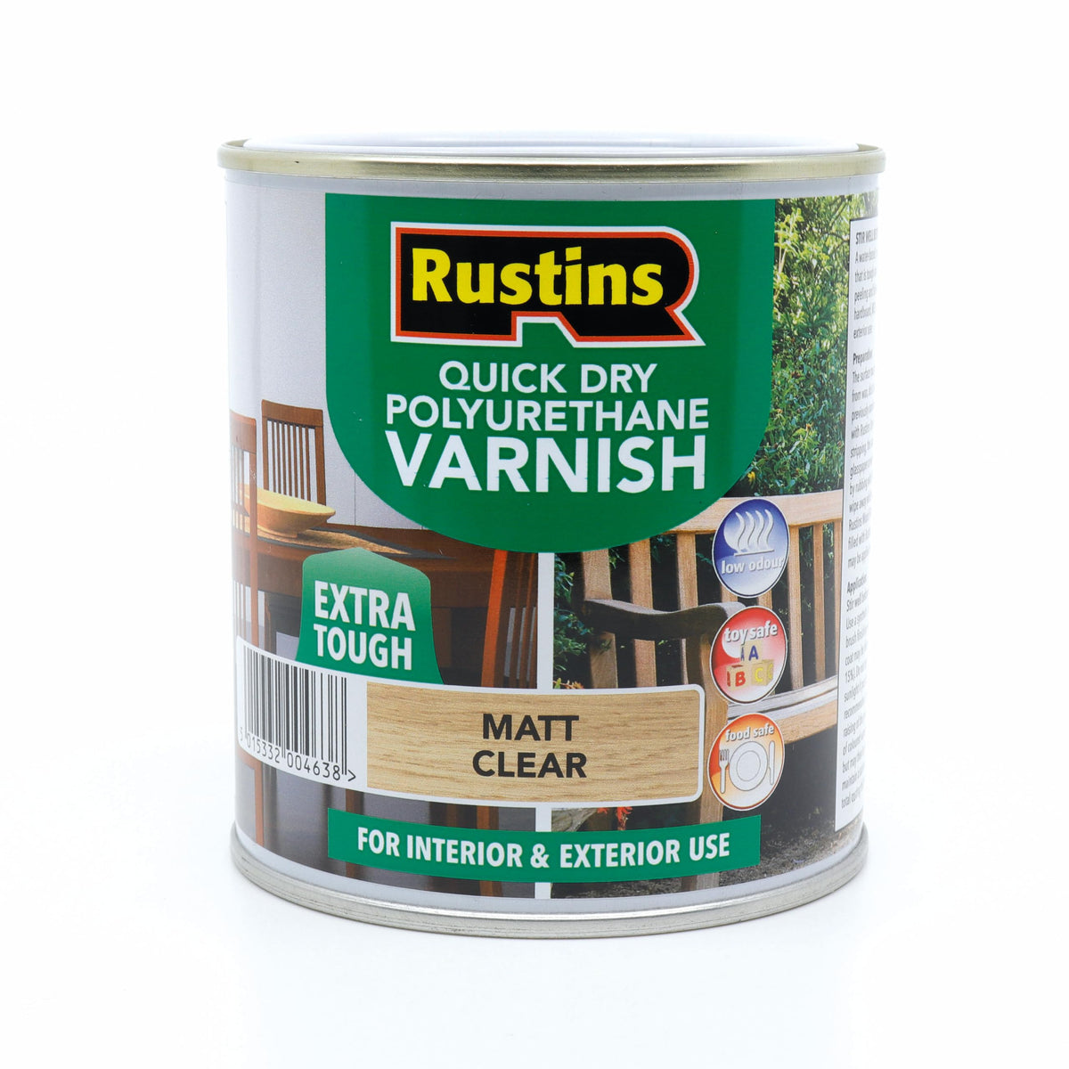 RustinsQuick Dry Poly Varnish Satin Clear 500ml -Tough, Water-Based Clear Finish in Gloss, Matt or Satin; Durable Protection for Interior Wood, Furniture and Floors