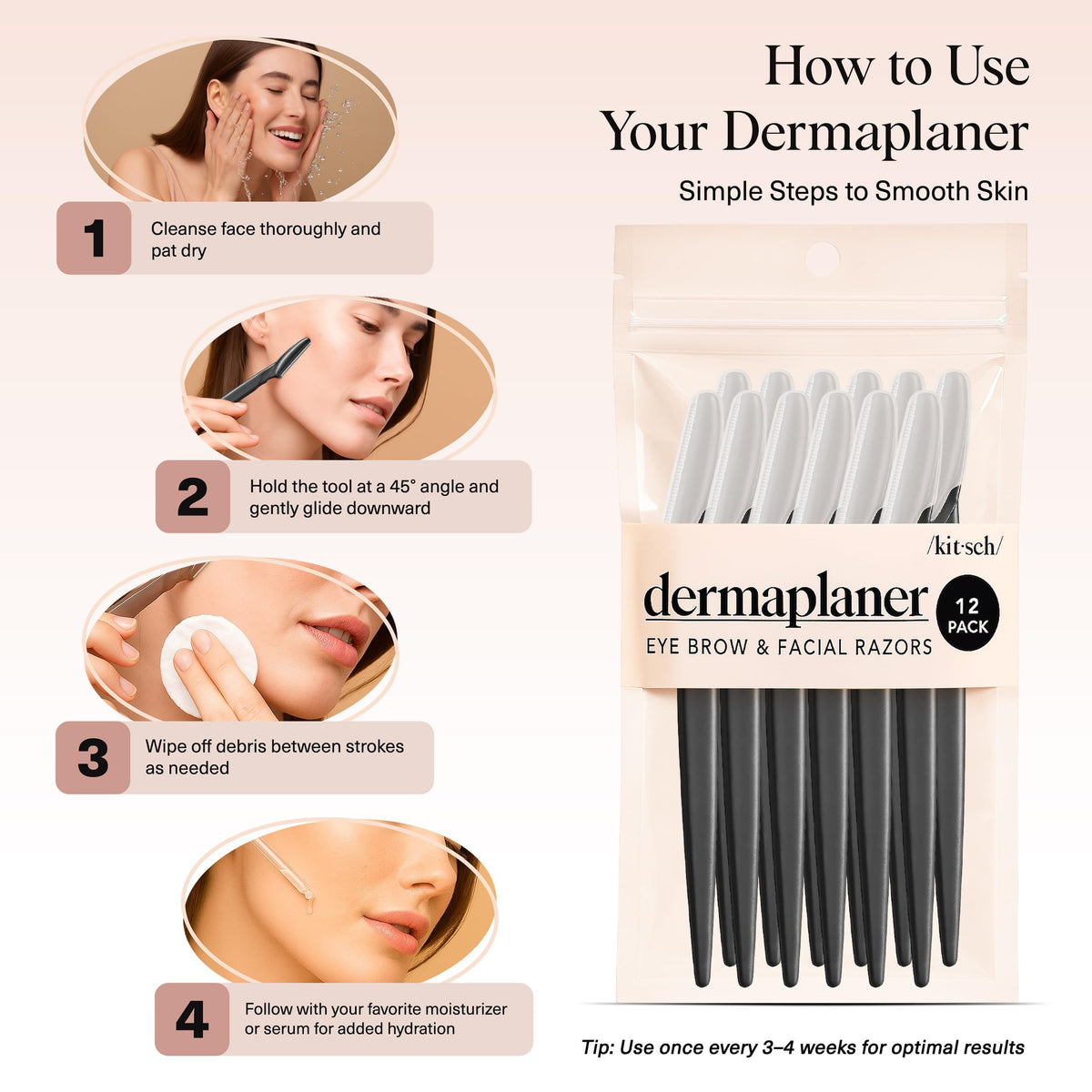 Kitsch Dermaplane Razor for Women Face 12pcs – Terracotta