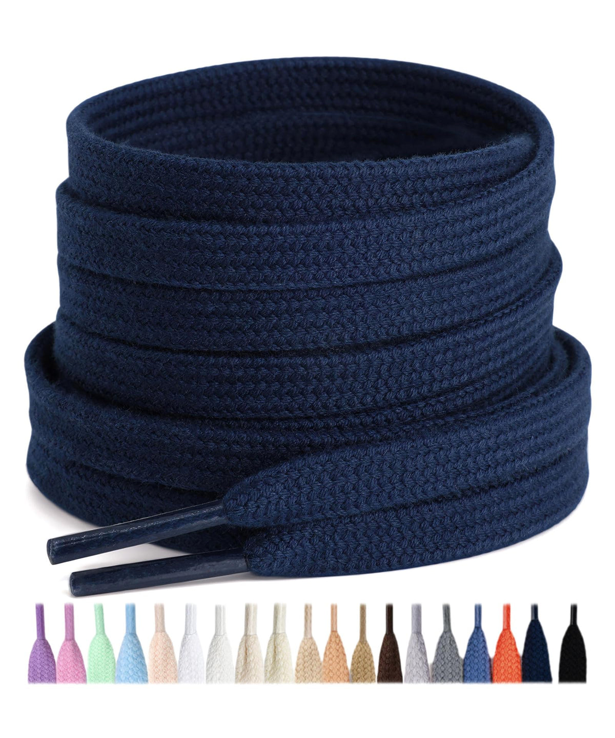 Stepace 2 Pairs Cotton Flat Shoe Laces 8mm Wide Shoelaces for Sneaker