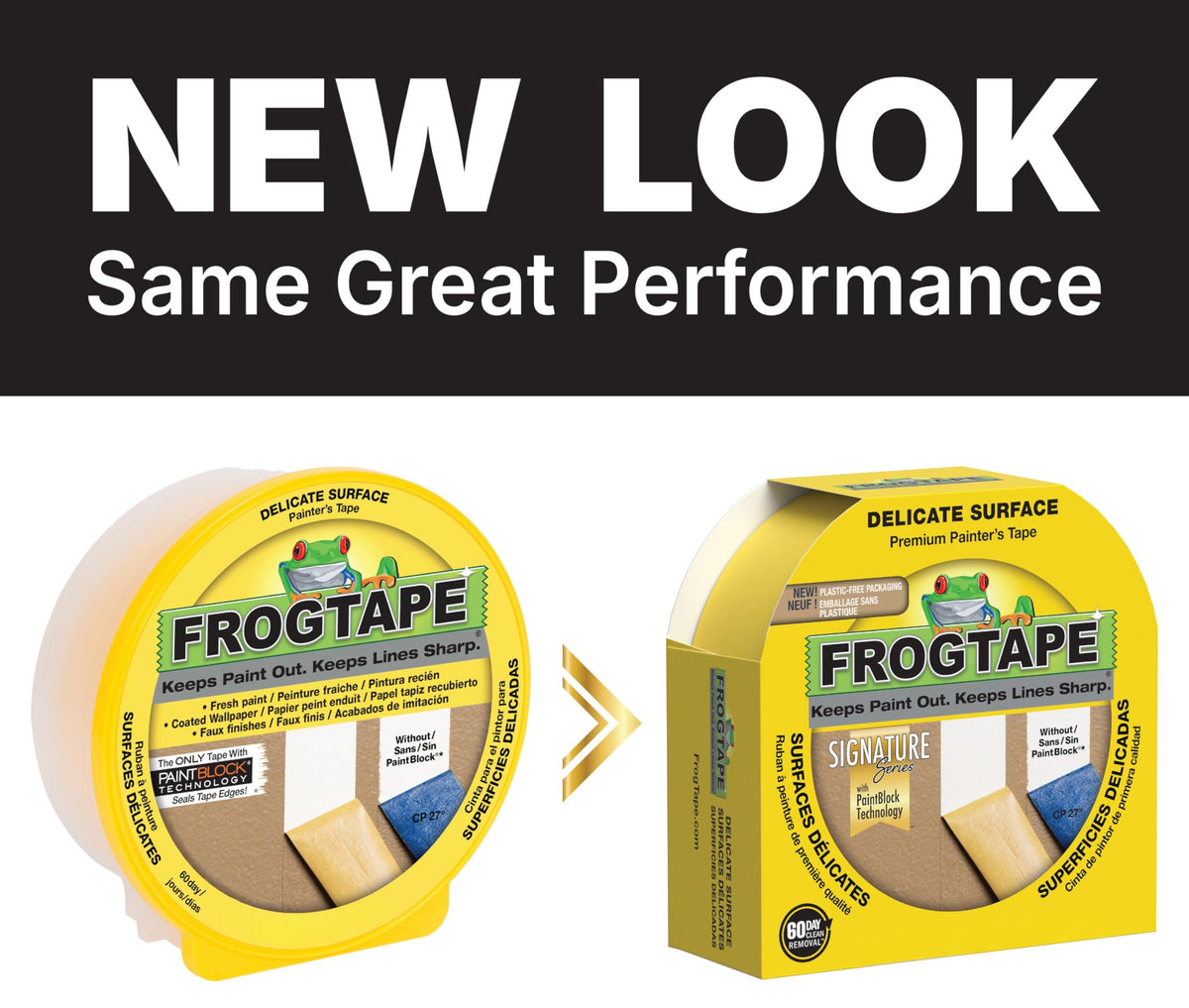 Frog Tape Yellow Delicate Surface Painters Masking Tape 24mm x 55m. Indoor painting and decorating for sharp lines and no paint bleed