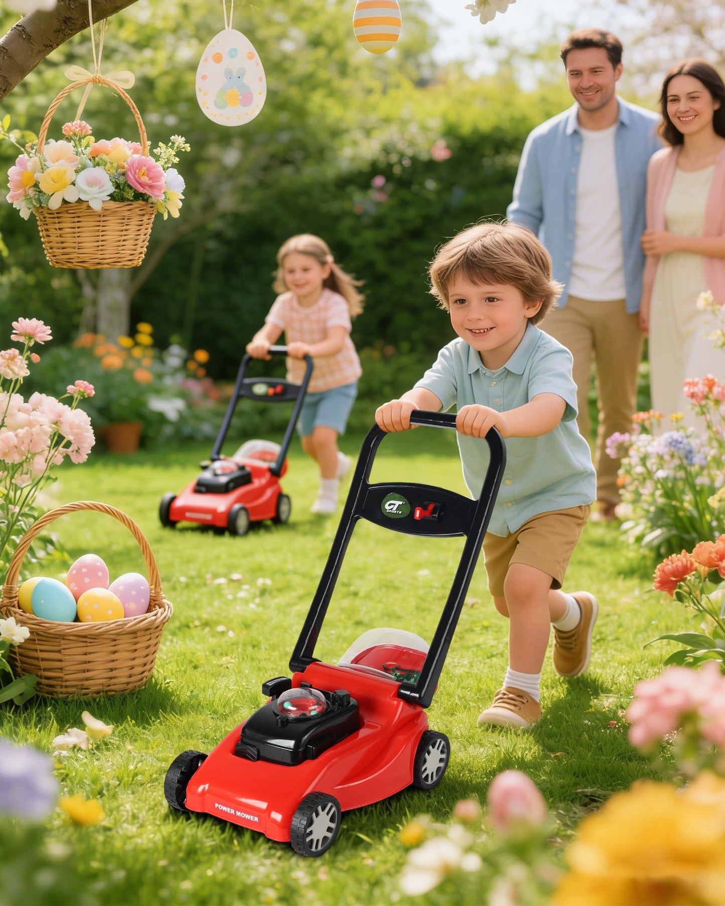 Kids Lawn Mower with Realistic Grass-Cutting Action and Sounds – No Batteries Required | Fun Outdoor Push Toy, Birthday Gift & Holiday Present for 3, 4, 5, 6, 7, 8 Year Old Boys and Girls