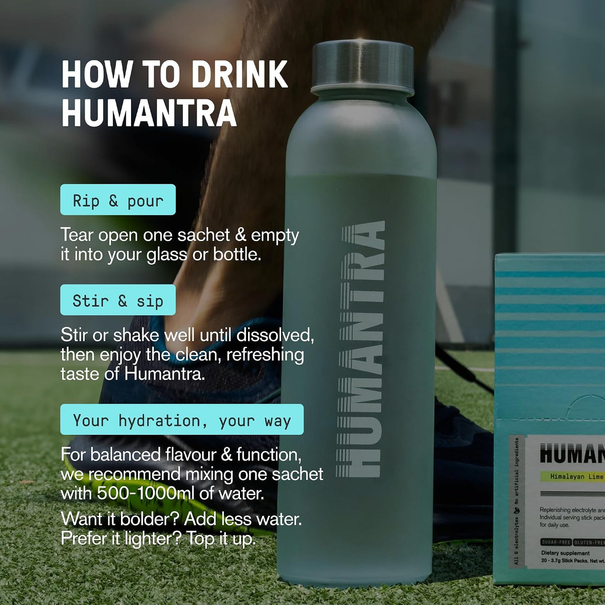 Humantra Electrolytes Powder Hydration Sachets - Himalayan Lime, 20ct