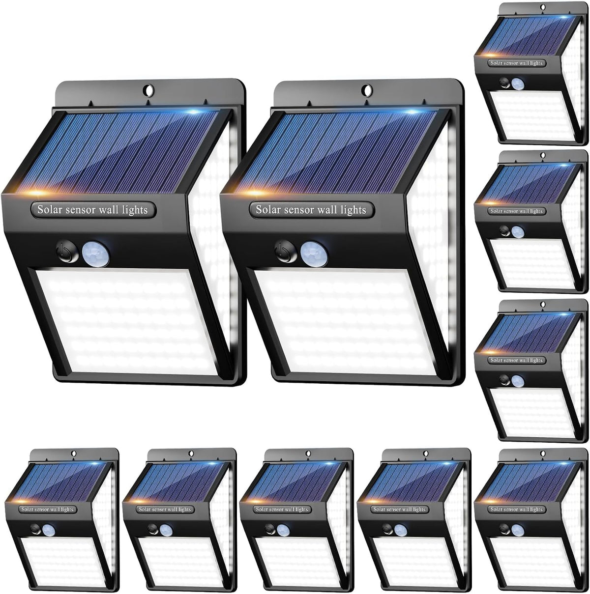 litogo [4 Pack White Frame 140LED Solar Security Lights Outdoor, Solar Motion Sensor Lights 270ºWide Angle Waterproof Solar Powered Durable Wall Lights Outside 3 Modes