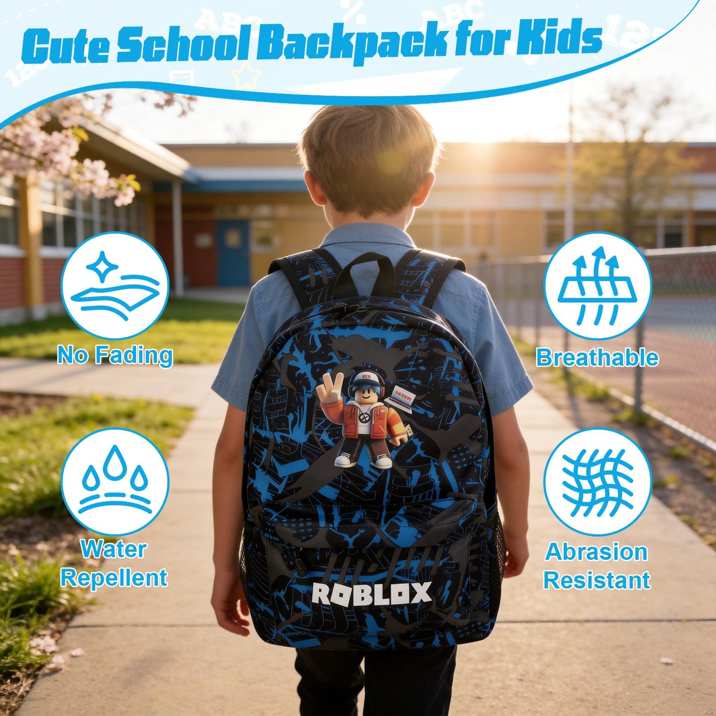 yumcute De-mn Backpack Kids, Teen Game School Bags, Children Primary Schoolbag, Children's School Backpack, 17 Inch Large Capacity Travel Rucksack Waterproof Boys Girls Book Bags for Aged 3-12 Years