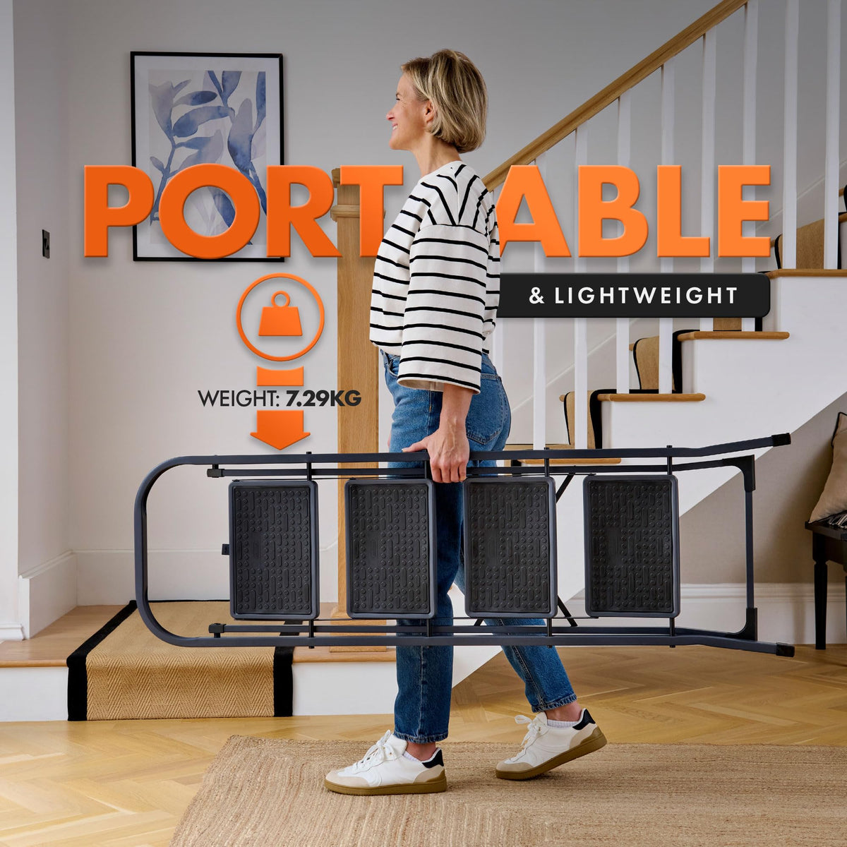 VonHaus 3 Step Ladder – Premium Quality Folding Step Ladder for DIY and Gardening - Anti Slip Feet, Easy to Store Ladder, 150KG Max Capacity - Durable Steel