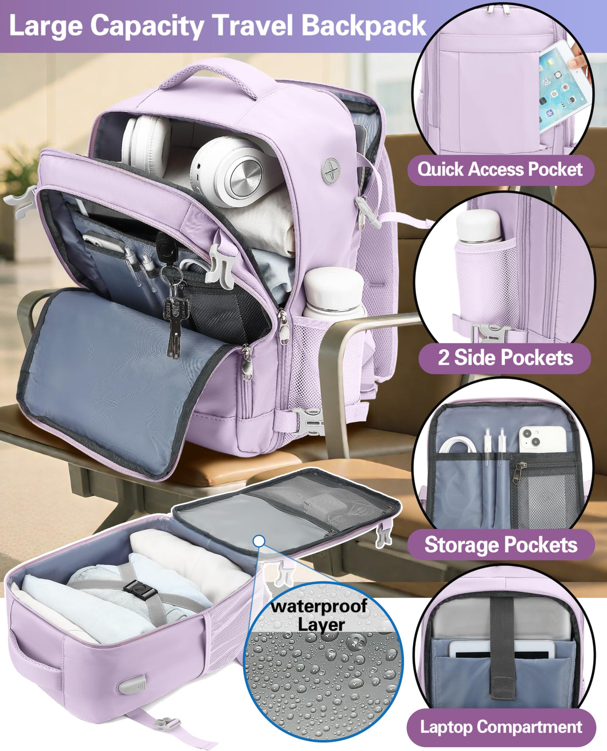 KLOSTAIN Cabin Bags 40x20x25 for Ryanair Underseat Travel Backpack Hand Luggage Carry-ons Bag Cabin Size 20L for Airplanes Flight Ruscksack Black
