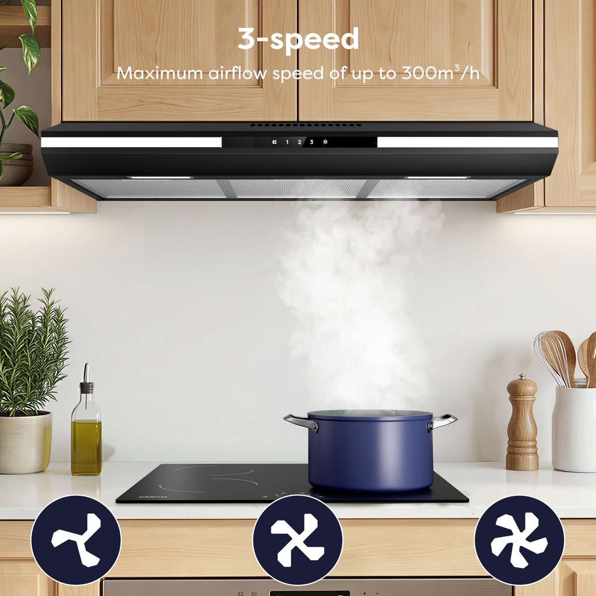 CIARRA CBPHW01 Portable Desktop Cooker Hood Recirculating 2 Speeds White