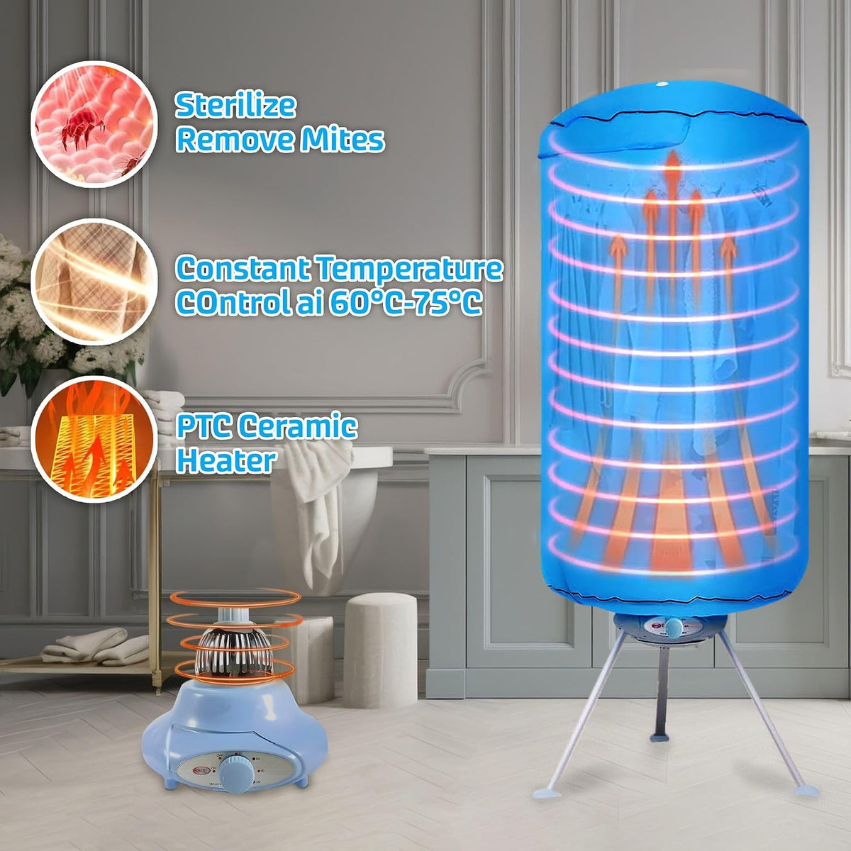 Electric Clothes Dryer 15kg Indoor Wet Laundry Warm Air Drying PowerDri (White)