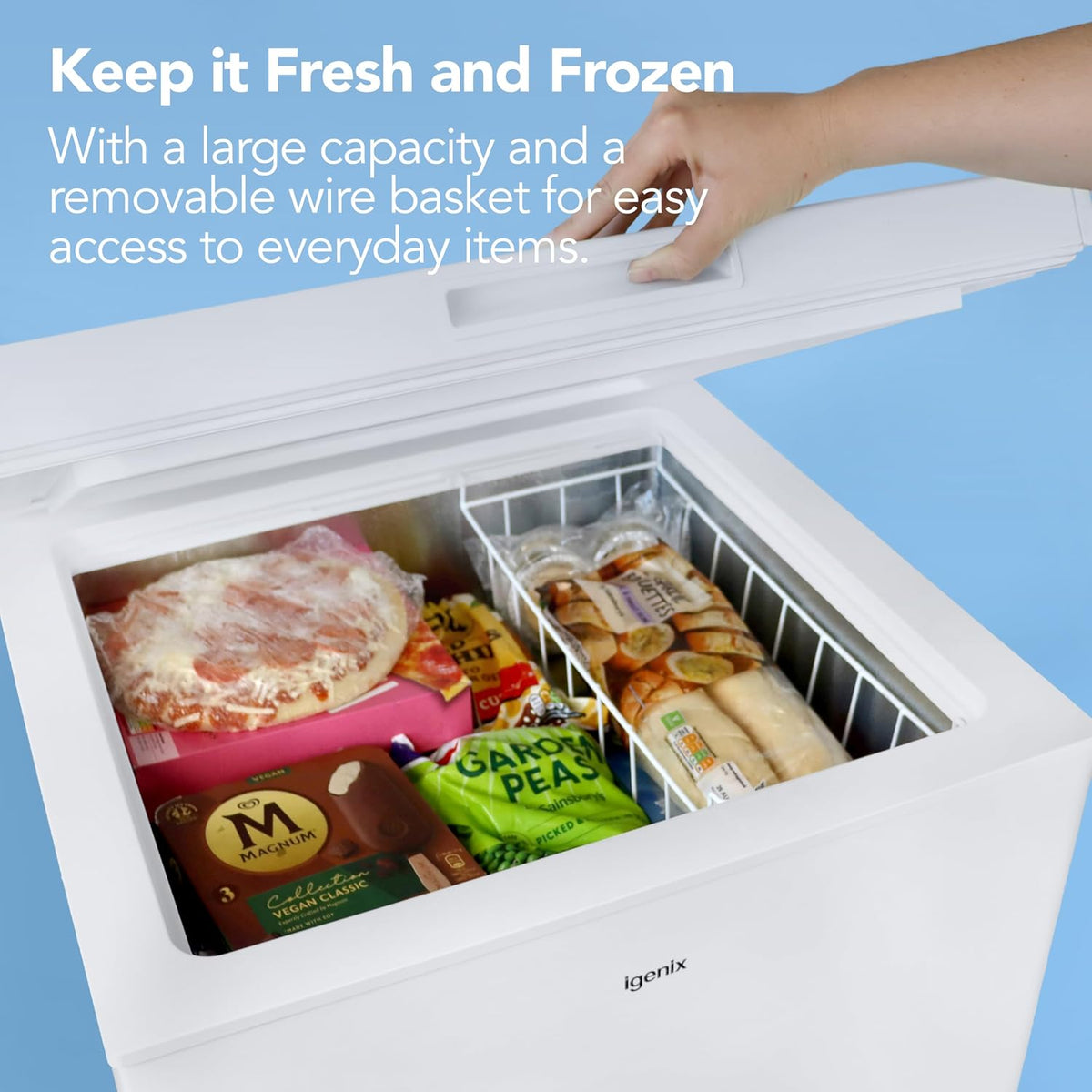 Igenix IGCF0198W Freestanding Chest Freezer, 198 Litre, White