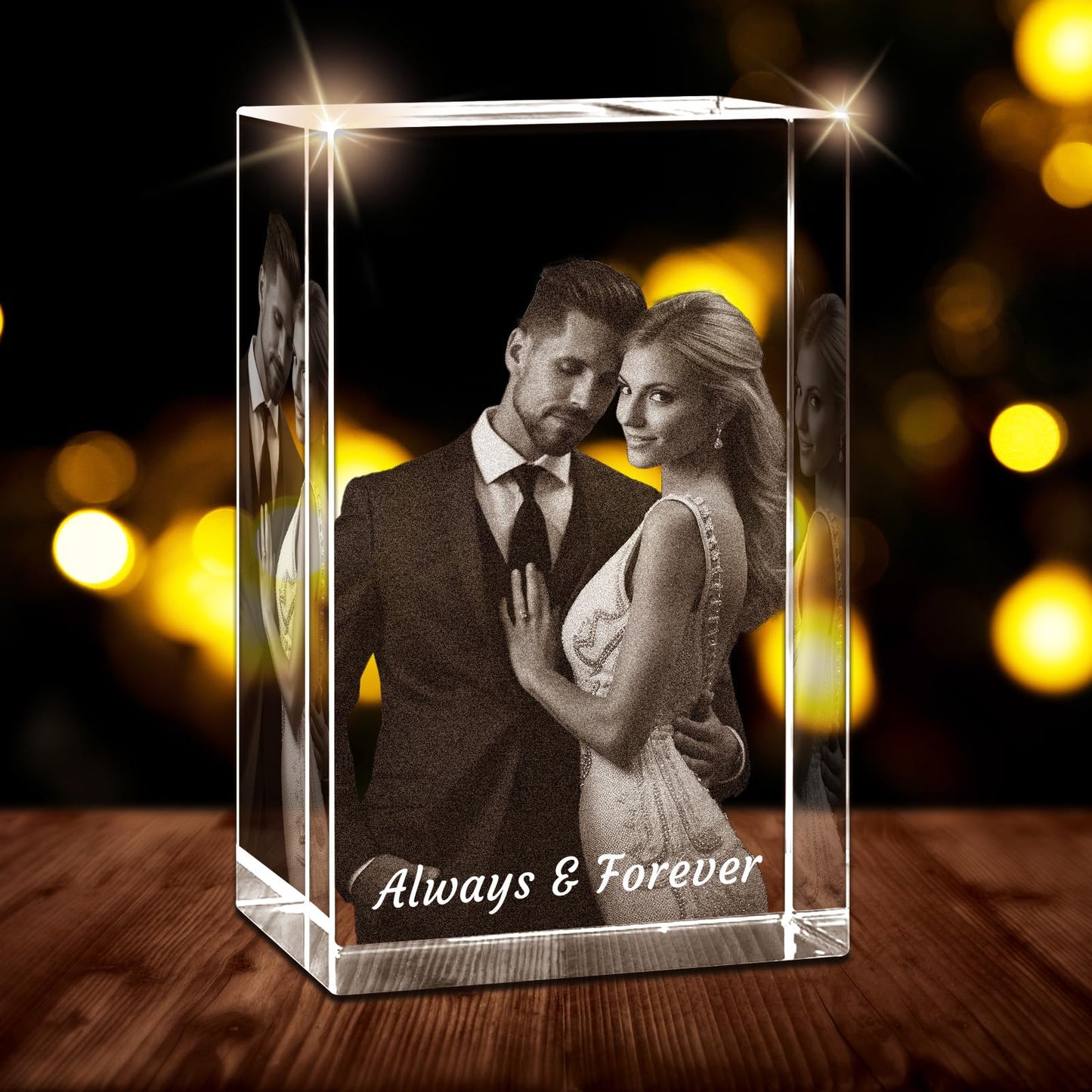 Personalised 3D Crystal Photo Gift, Custom Gifts with 3D Laser Etched, Engraved Inside the Crystal Using Your Photo Customized Memorial Custom Mother’s Day Picture Gift (Cuboid)