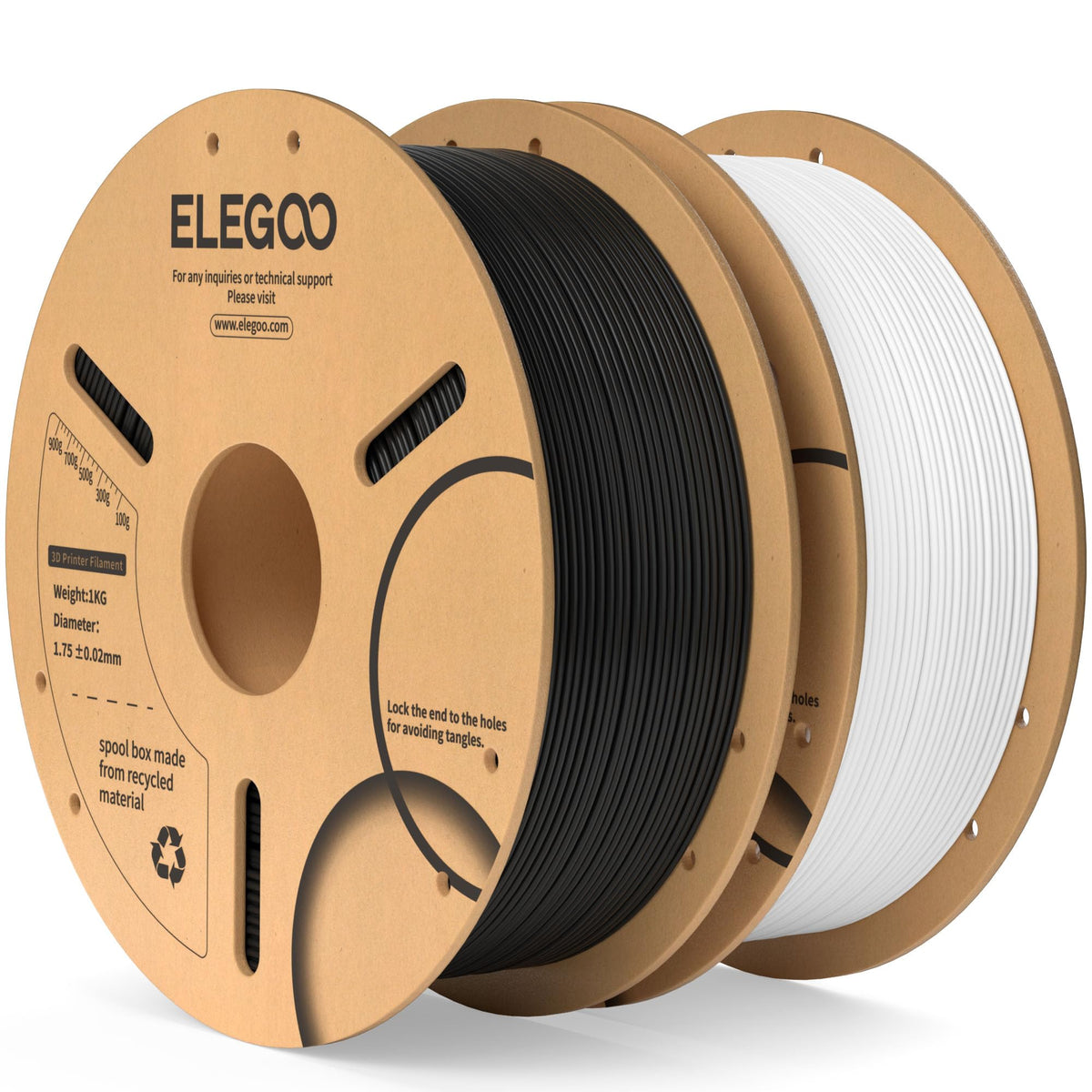 ELEGOO PLA Filament 1.75mm Black 1KG, 3D Filament Dimensional Accuracy +/- 0.02mm, 1kg Cardboard Spool(2.2lbs) 3D Printing Filament Fits for Most FDM 3D Printers