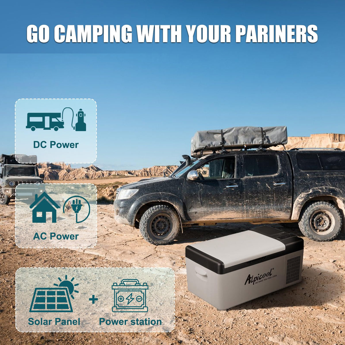 Alpicool 20L Car Fridge Freezer Portable Compressor Refrigerator, 12/24V DC & 230V AC Camping fridge -20℃~20℃ with APP Control, Energy Saving cooler for Caravan, Camping, Home, RV