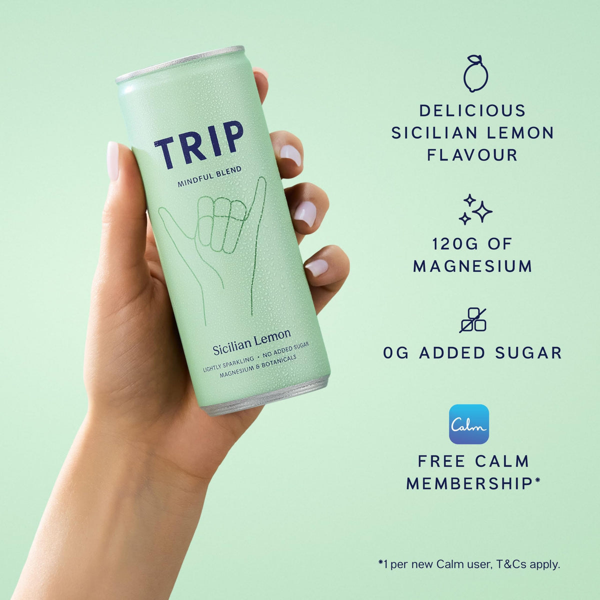 TRIP Cucumber Mint Sparkling drink with 120MG calming Magnesium + Lion’s Mane + Chamomile + Lemon Balm. Low Calorie and Vegan (Pack of 12 x 250ml) - Packaging Might Vary