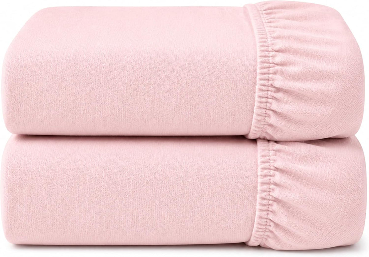 Dudu N Girlie Bedside Crib Sheets 85x51cm – Pink, 2 Pack, Soft Jersey Cotton Fitted Bedding for Co Sleeper & Baby Cribs