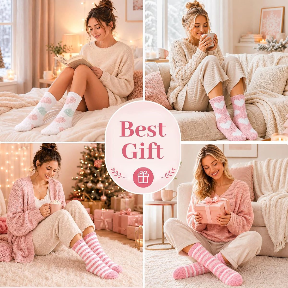 Fluffy Socks for Womens 3-8, Cosy Warm Bed Socks with Gift Box