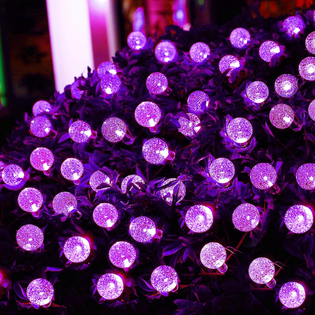 Moxled Solar Garden Lights Outdoor, 36ft 60 LED String Waterproof, Powered Crystal Ball Indoor/Outdoor Fairy Decorative for Garden, Patio, Yard, Festival, Parties (Purple)