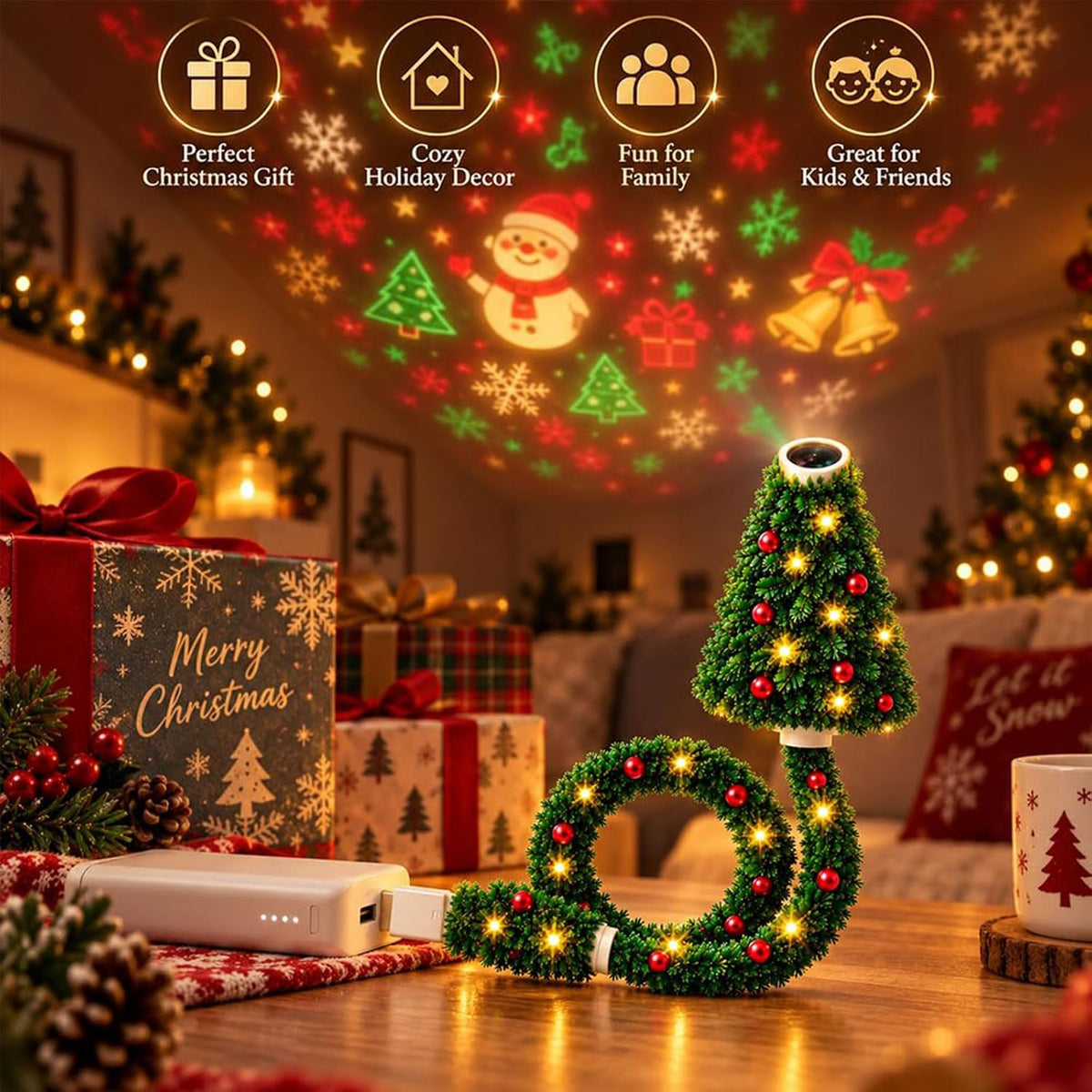 2027 New Christmas Projector Light, Plug and Play HD Christmas Projector