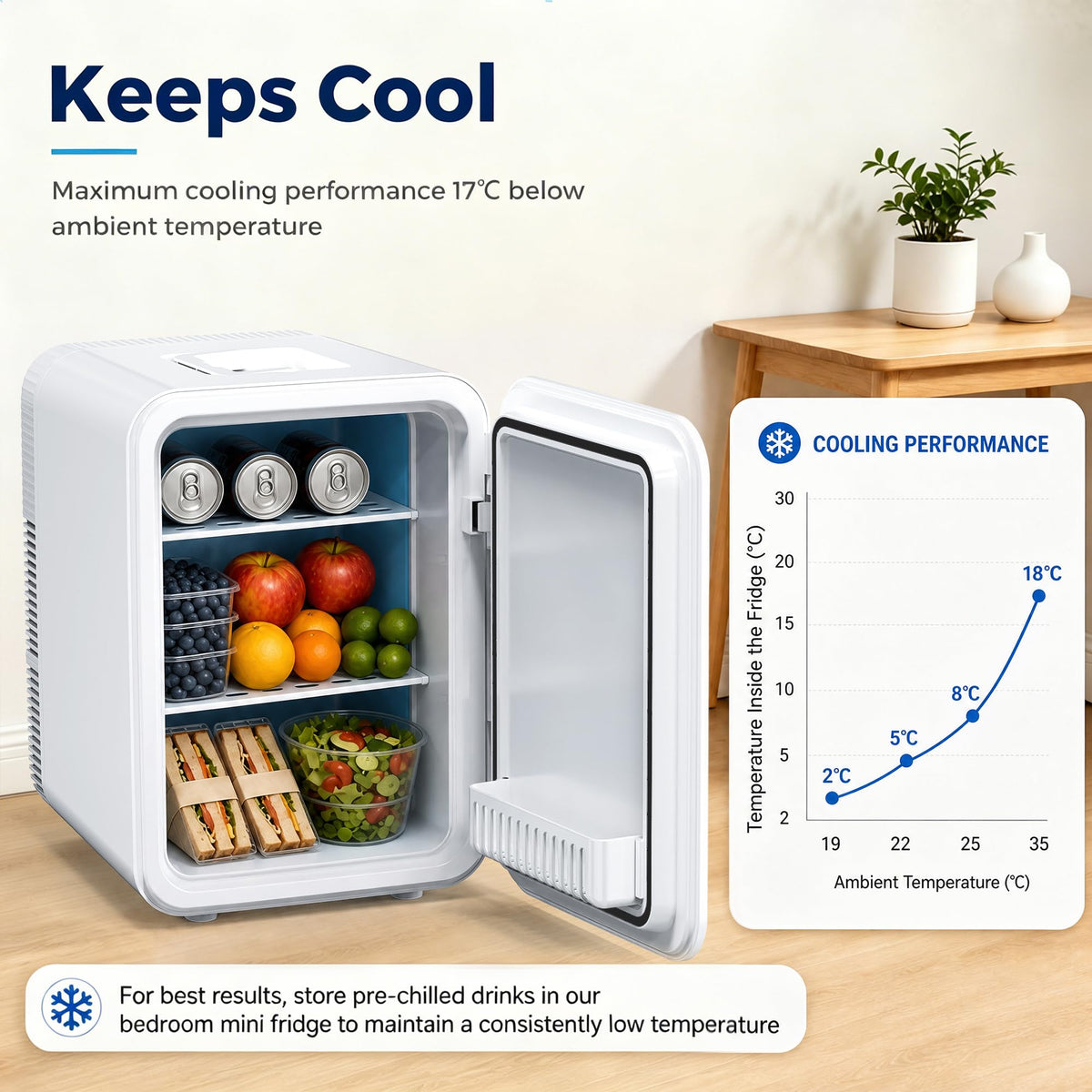 25L Mini Fridge, 30 Cans Portable Cooler & Warmer Small Fridge