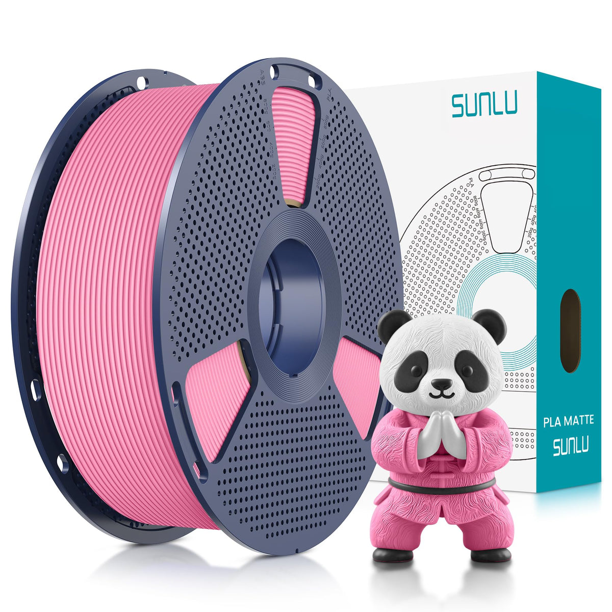 SUNLU Matte PLA 3D Printer Filament 1.75mm, Matte Black 1KG