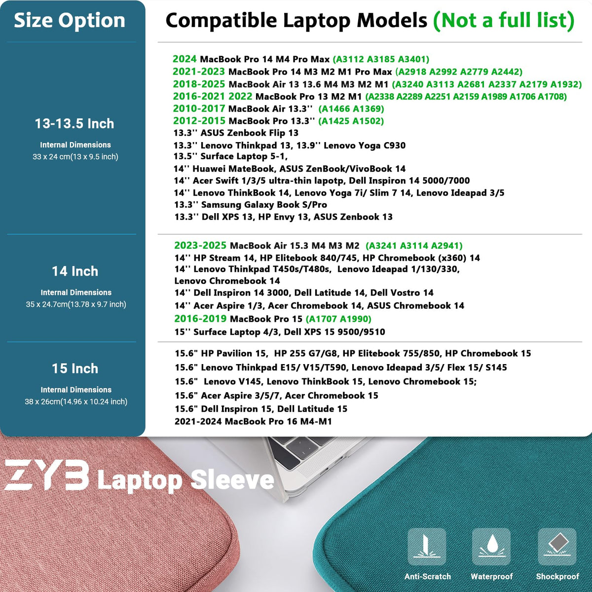 ZYB Laptop Sleeve 14 Inch, Waterproof Shockproof 14 Inch Laptop Case for 14" Notebook Lenovo Thinkpad IdeaPad, MacBook Air 15.3 2026-2023 M5 M4 M3 M2, 14" HP Dell Acer Chromebook Mac Pro 15-Purple