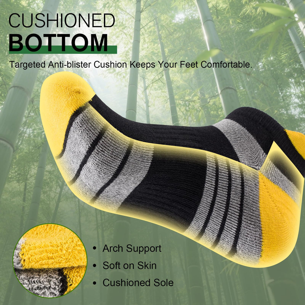 Bamboo Trainer Socks for Men Women Cushioned Ankle Socks