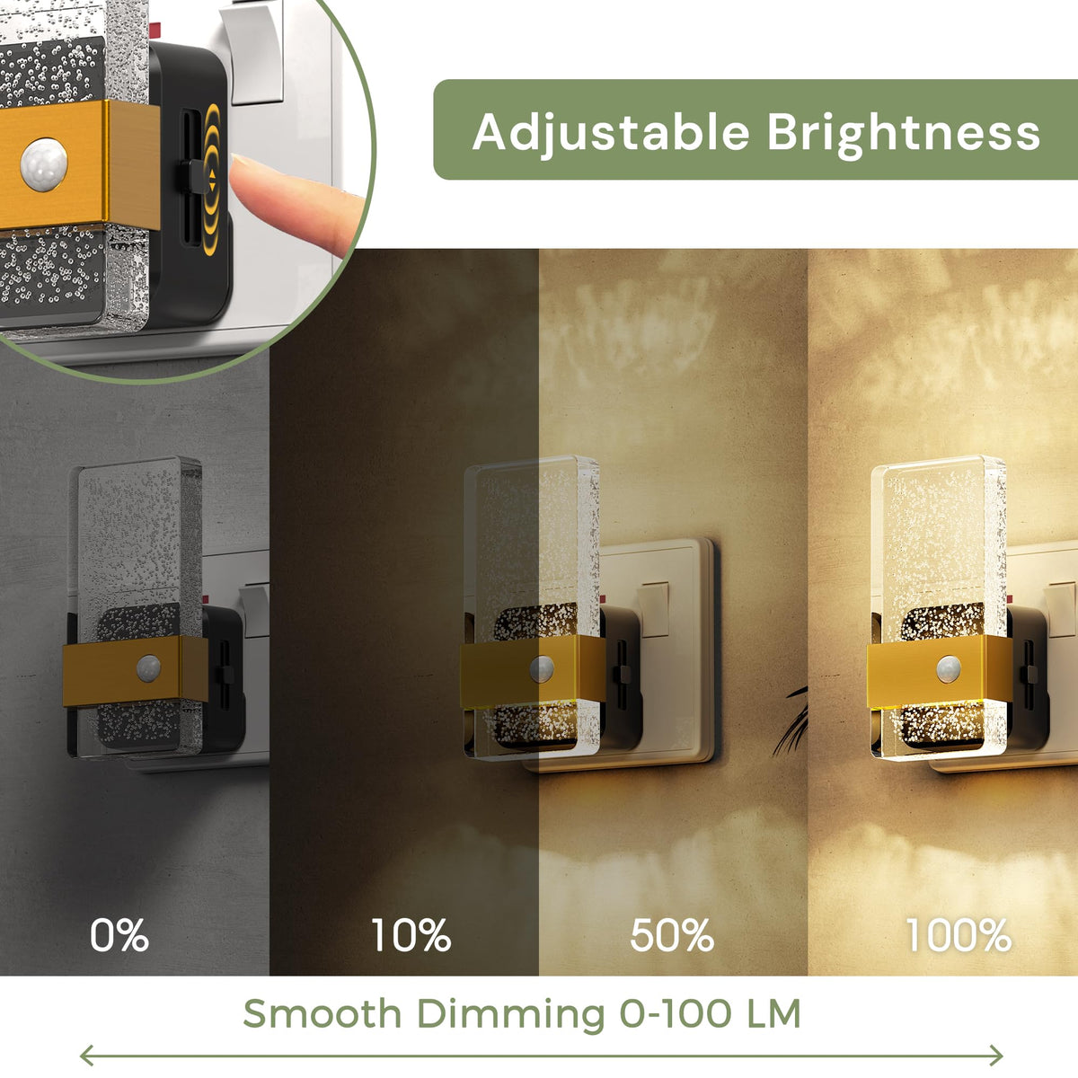 LOHAS-LED Night Light Plug in Wall with Motion Sensor, Dimmable Night Light