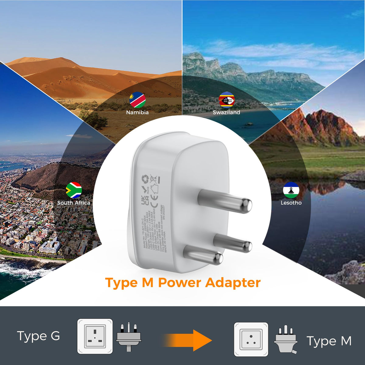 TESSAN UK to Australia Plug Adapter, Type I AU NZ Travel Adapter with USB C