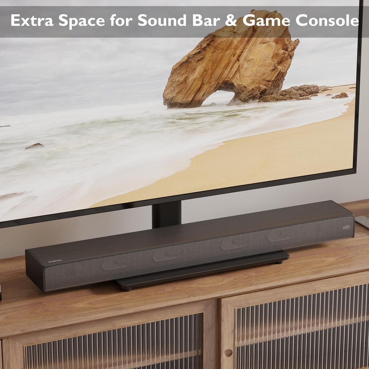 BONTEC Universal TV Stand for 24-60 Inch TVs, Height Adjustable, 45 kg