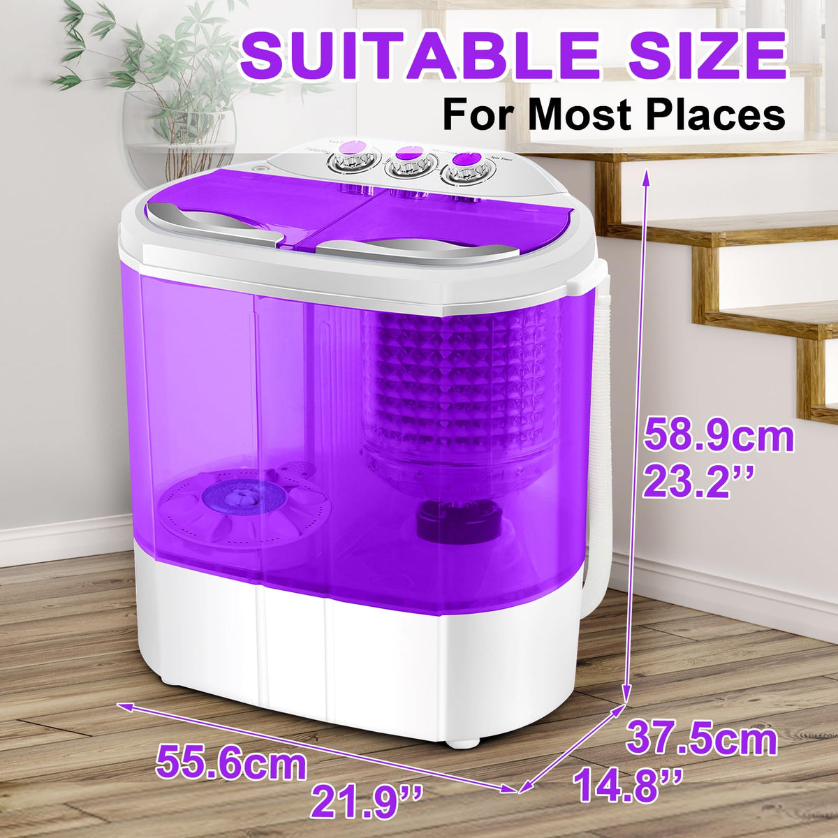 Display4top Electric Mini Portable Compact 3.6KG Capacity Washer Washing Machine Spin Dryer Laundry(Blue)