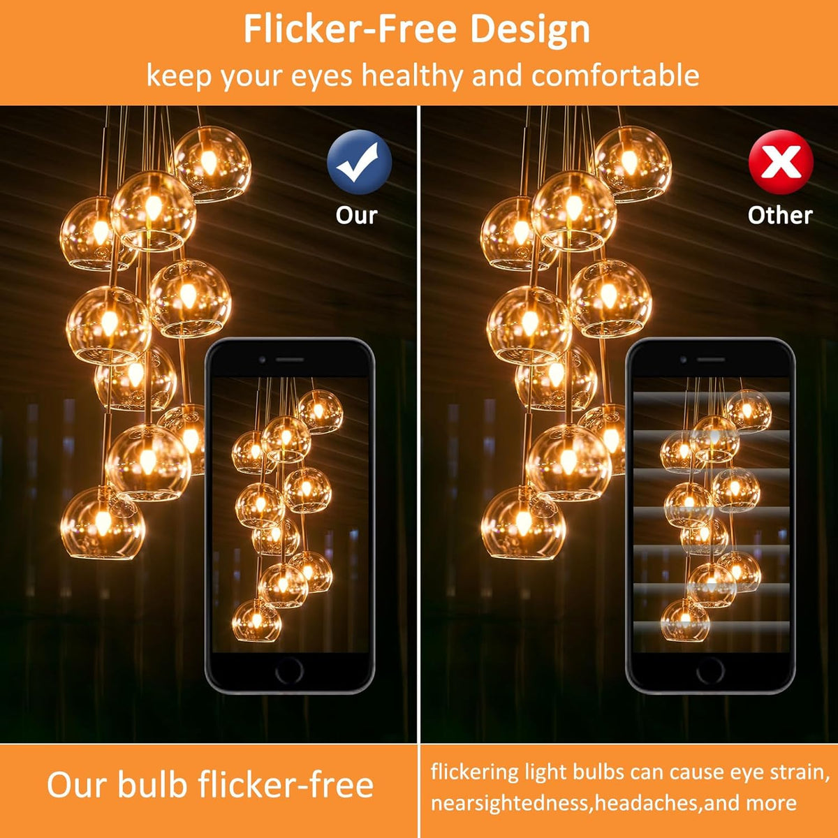 Caldarax 0.5W E14 LED Vintage Night Light Bulb, Mini C7 LED Filament Candle Bulbs Amber Warm White 2200K E14 Orange SES Small Edison Screw Salt Lamp Bulbs, 5W Equivalent, Non Dimmable, 2 Pack