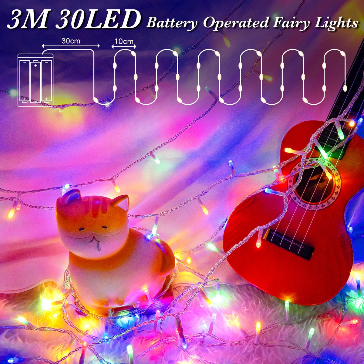 cshare Battery Fairy Lights, 2M 20 LED Fairy Lights Battery Operated with Timer, IP65 Waterproof String Lights for Jar Garden Camping Christmas Indoor Outdoor Decorations, Warm White