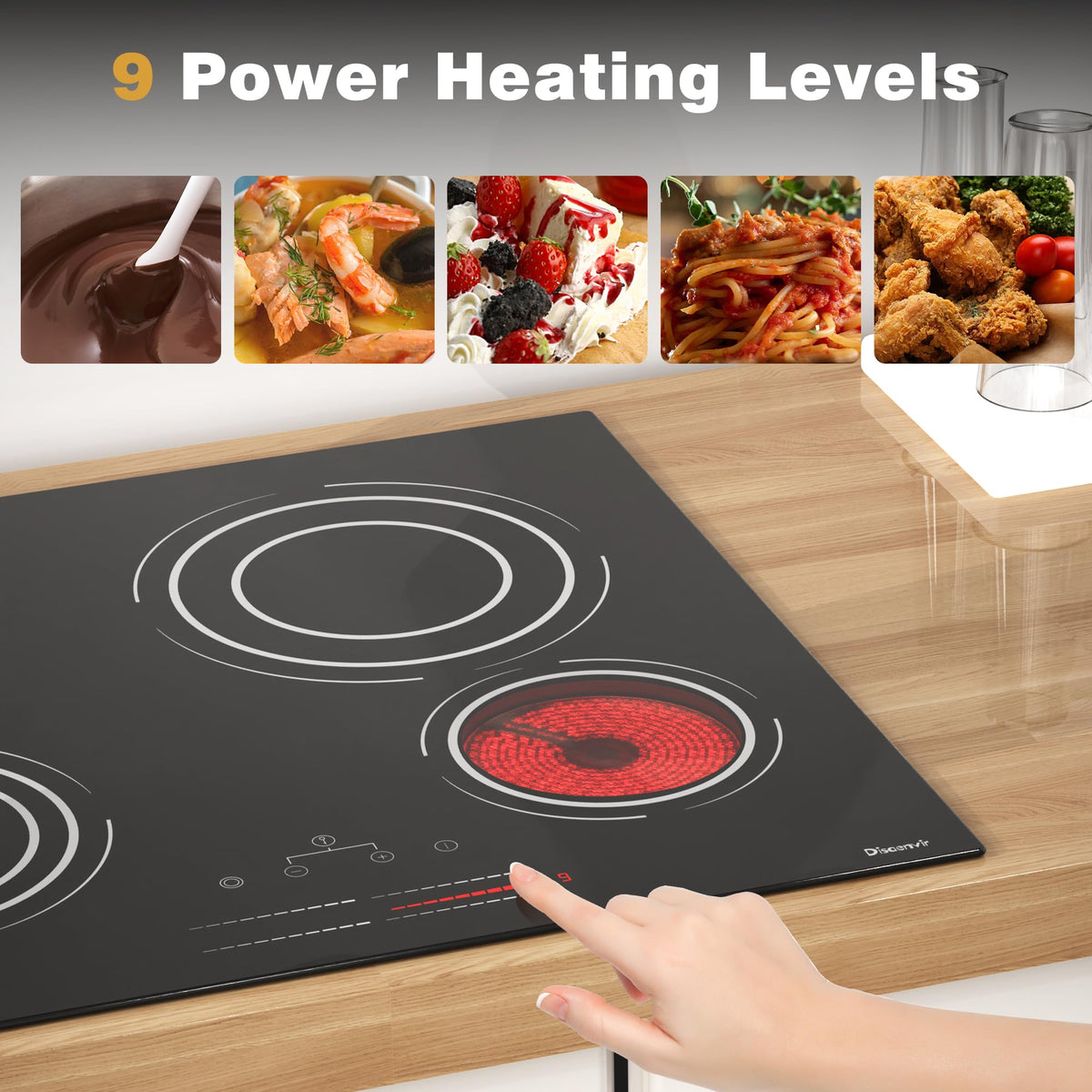 Double Ceramic Hob with Handle, Plug in 2 Ring Electric Hob
