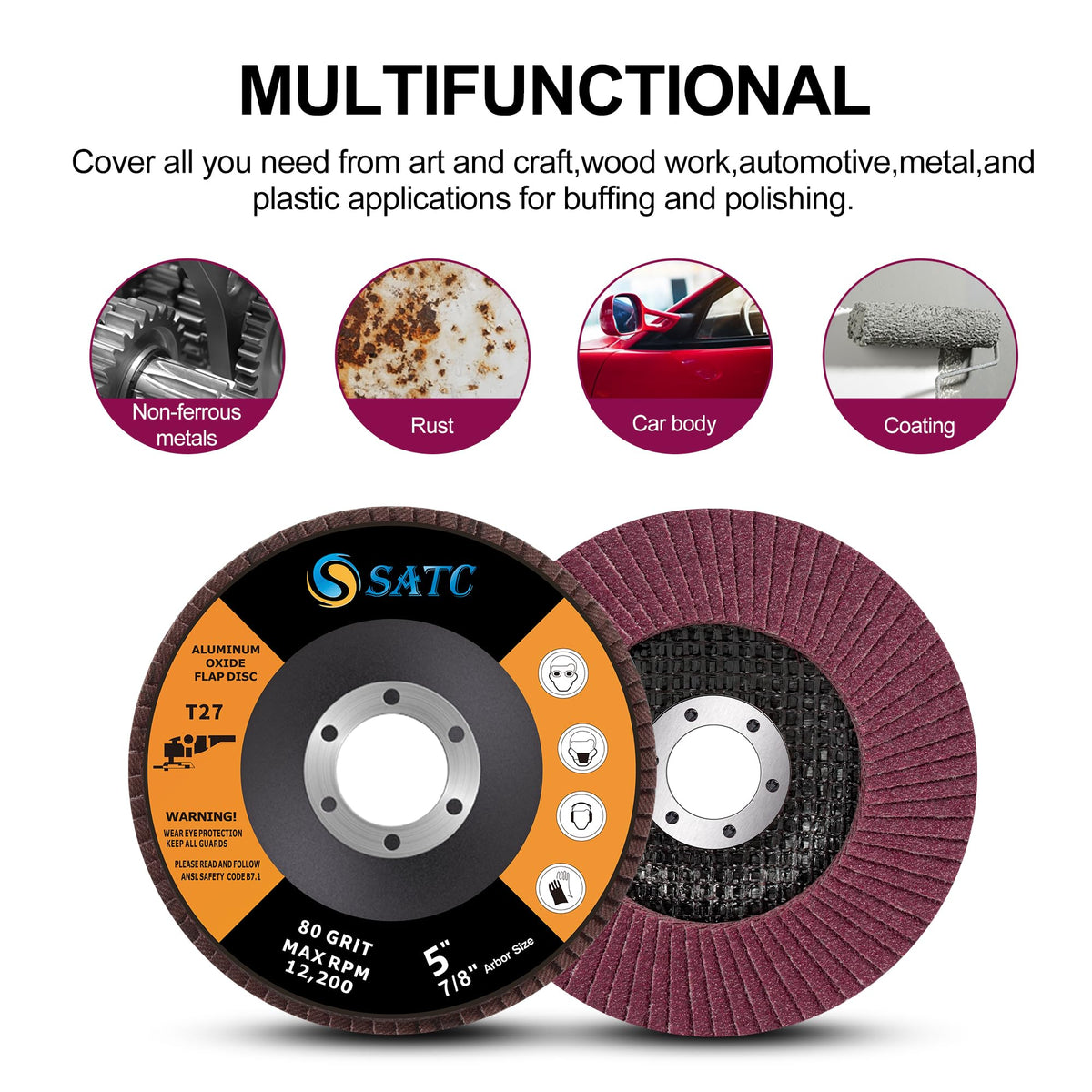SATC Flap Discs 115mm 10 Pack Grinding Discs 120 Grit for Angle Grinder to Sanding Grinding Metal Wood