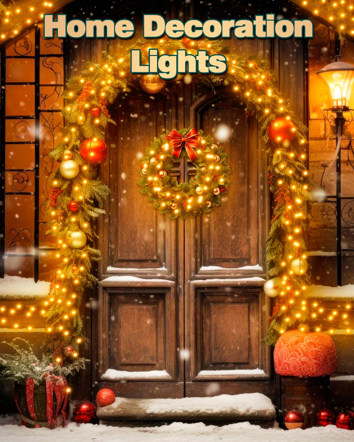 Dalugo Halloween Decoration Lights, 5M 50 LED Orange Purple White Fairy Lights with Timer, IP65 Waterproof Battery Powered Lights for Indoor Outdoor Autumn Halloween Decorations(Green Wire)