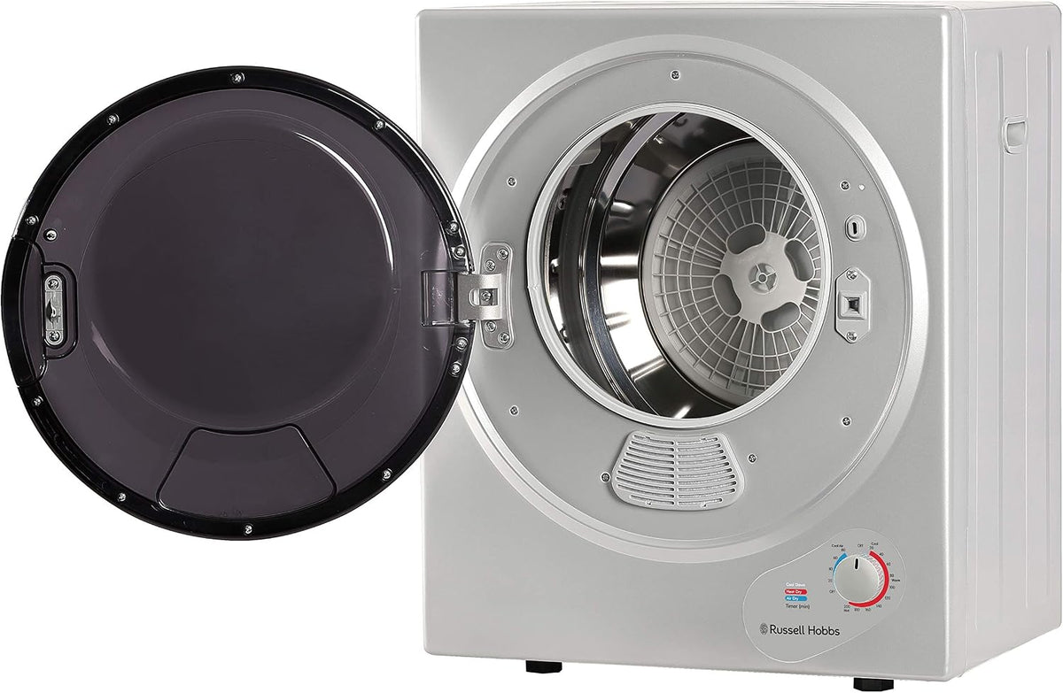 Russell Hobbs RH3VTD800 White 2.5kg Compact Mini Vented Tumble Dryer, Portable, Freestanding Table top Dryer with 3 Heat Settings small