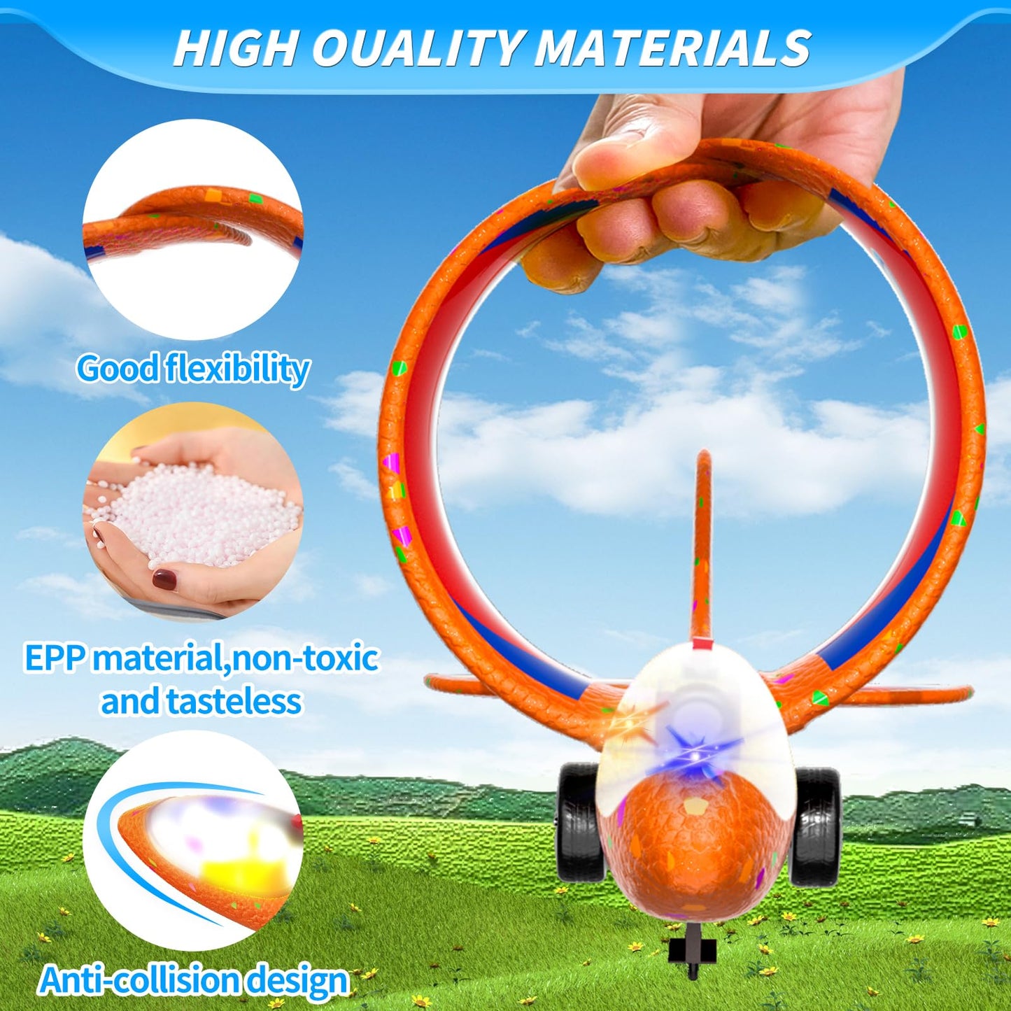 Doloowee Boys Toys for 3 4 5 6 7 8 Years Old, 1 Launcher with 3 Foam Glider Planes, Outdoor Garden Toys Birthday Present Gift for Kids 3 4 5 6 7 8 Year Old