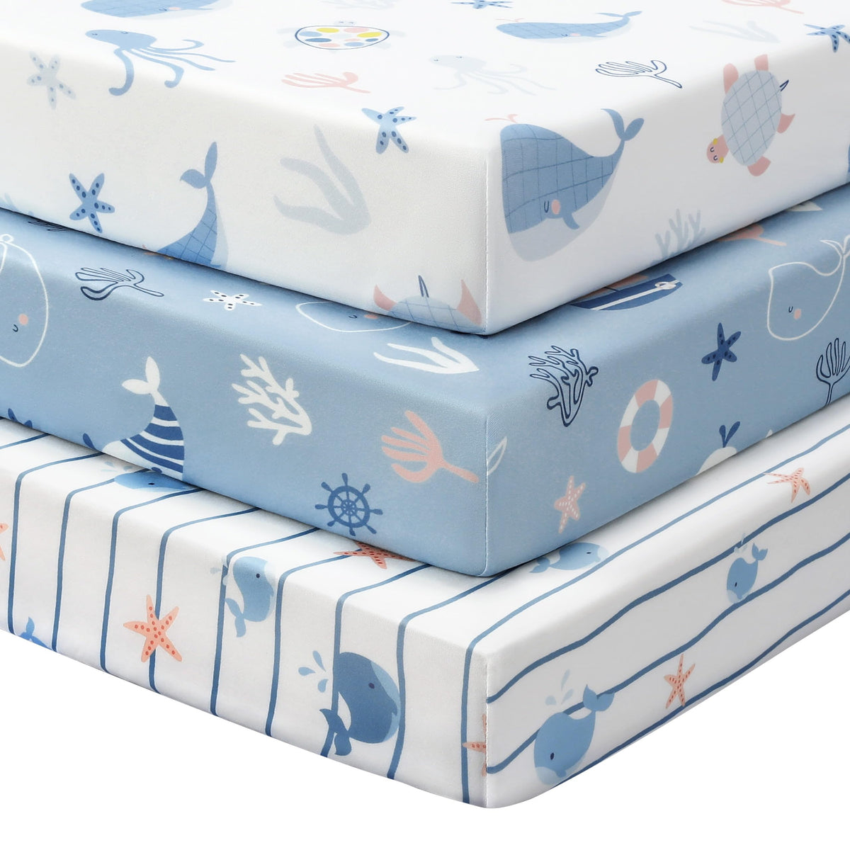 Cot Bed Sheets 140 x 70cm Fitted, 3 Pack Baby Cot Sheets, Ultra Soft & Silky Smooth Microfiber Toddler Bed Sheets Pink Rainbow