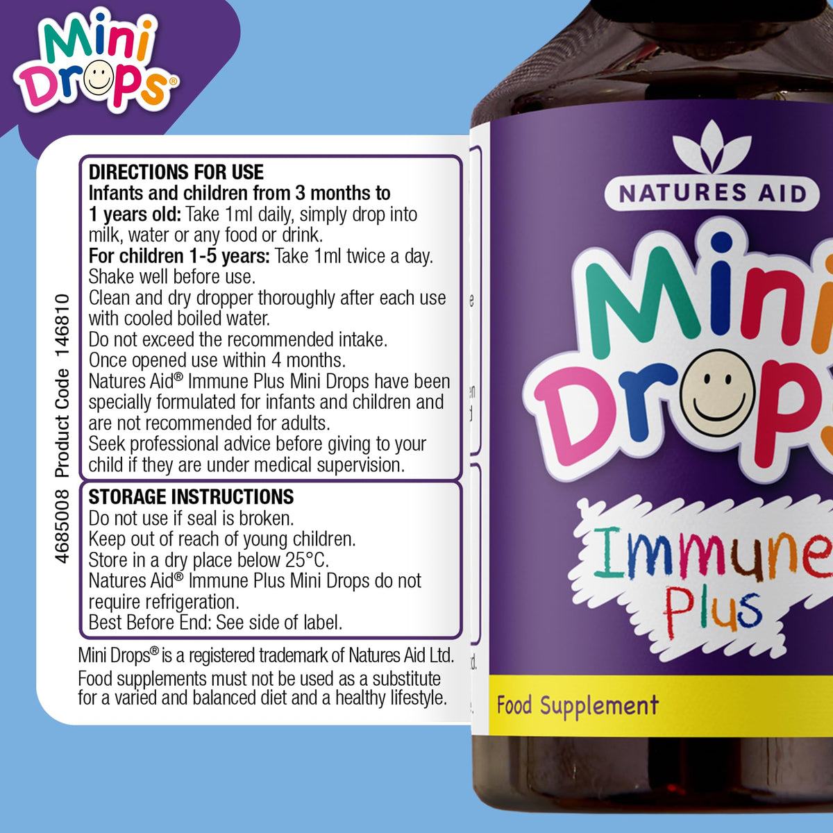 Natures Aid Mini Drops Multi-Vitamin for Babies, Kids & Children 50ml