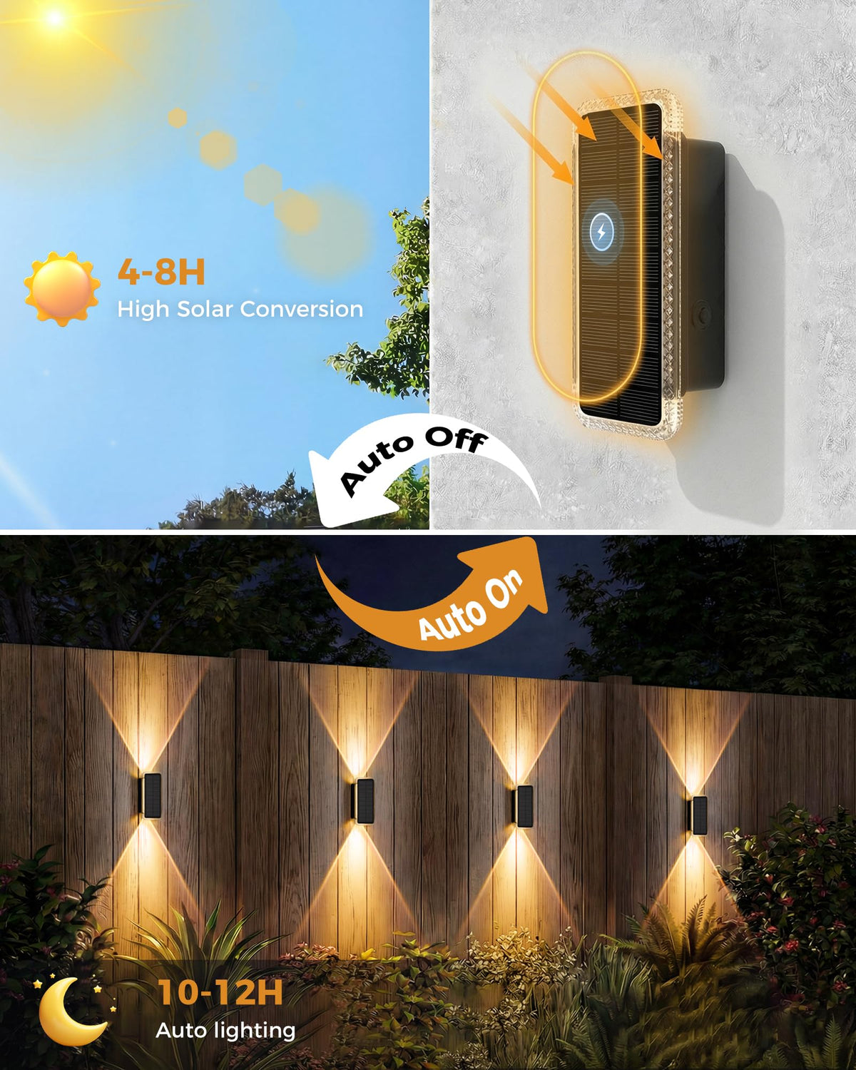 vighep RGB Solar Fence Lights Outdoor 3 Pack, 11 Mode Up & Down Wall Lights