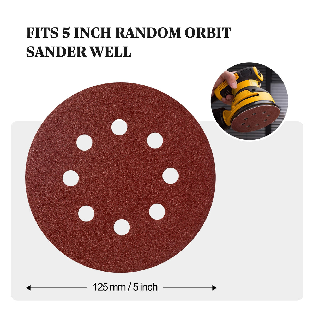 SATC Sanding Discs 150 Grit 110PCS Orbital Sander Discs 125mm Hook and Loop Round Orbital Sander Pads for Sanding