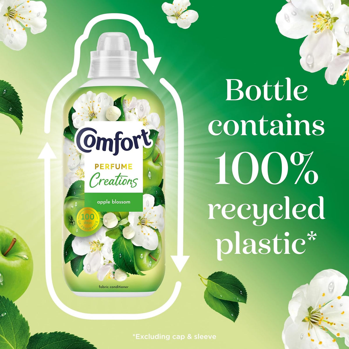 Comfort Perfume Creations Apple Blossom Fabric Conditioner Softener with Motion-Activated Fragrance Technology 100 Days of Freshness 48 washes (1.44 L)