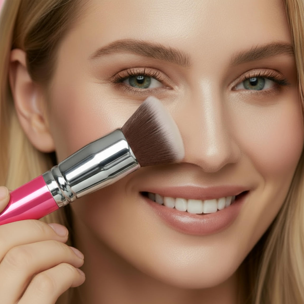 Make Up Brush Foundation Kabuki Flat Top, Perfect For Blending Liquid Cream