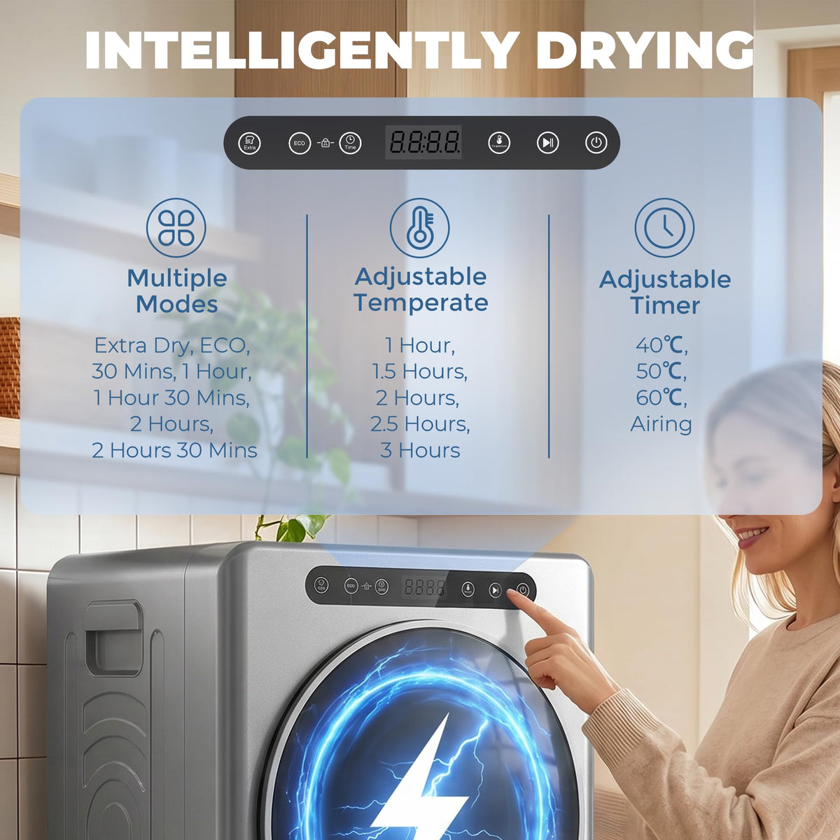 HOMCOM Vented Tumble Dryer 5kg Wet Laundry/3kg Dry Capacity 1000W Black