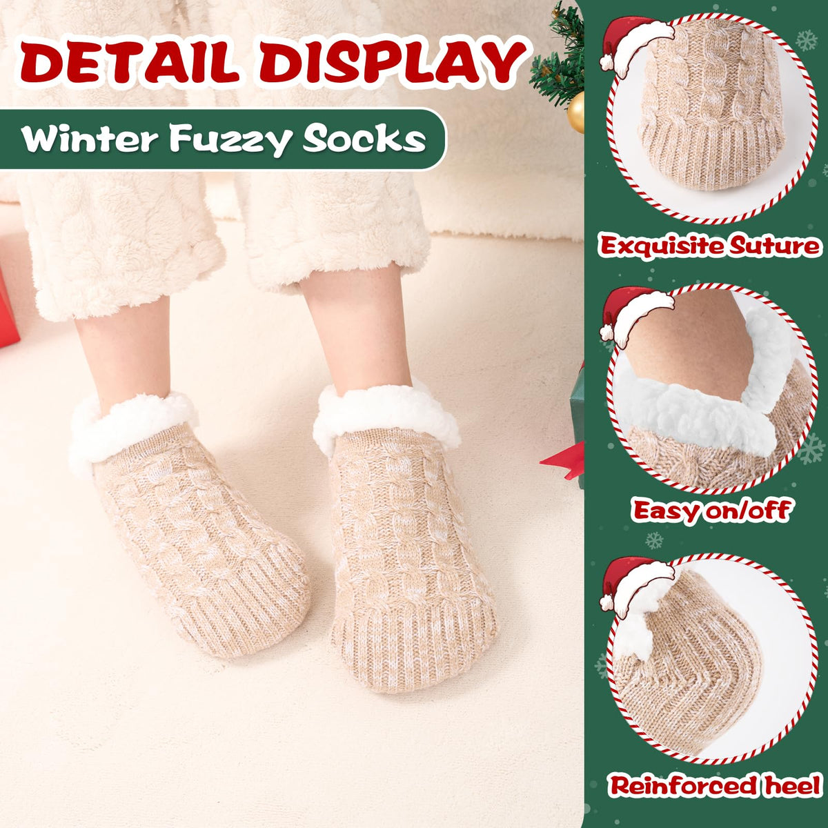 Niorasen Fluffy Slipper Socks Women Men, Winter Gift for Her, UK 4-9