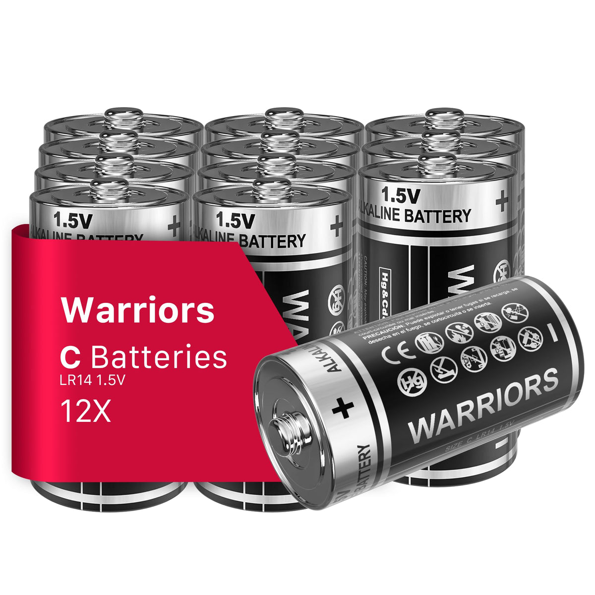 Warriors 2X 9V Alkaline Batteries, 6LR61, Long Lasting Power