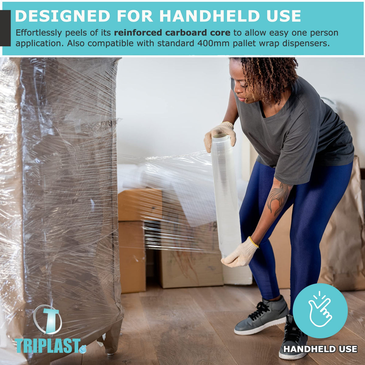 Triplast Pallet Stretch Shrink Wrap Roll (400mm x 250m) - Pick Qty & Colour - Heavy Duty Pallet Wrap, Industrial Stretch Wrap, Packaging Cling Film, Strong Plastic Wrap, Luggage Wrap (Black, 1 Roll)