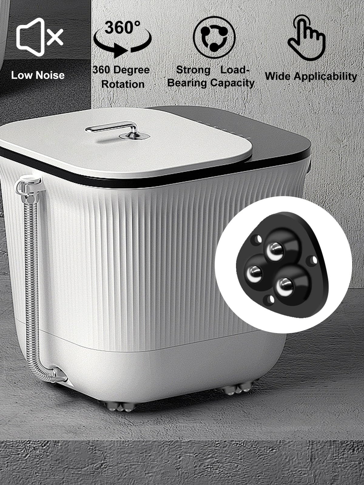 12 Pcs Self Adhesive Small Appliance Rollers,Small Caster Wheels 360°Rotation Universal Appliance Wheels for Kitchen Appliances on The Counter,Storage Box,Small Furniture(Black)