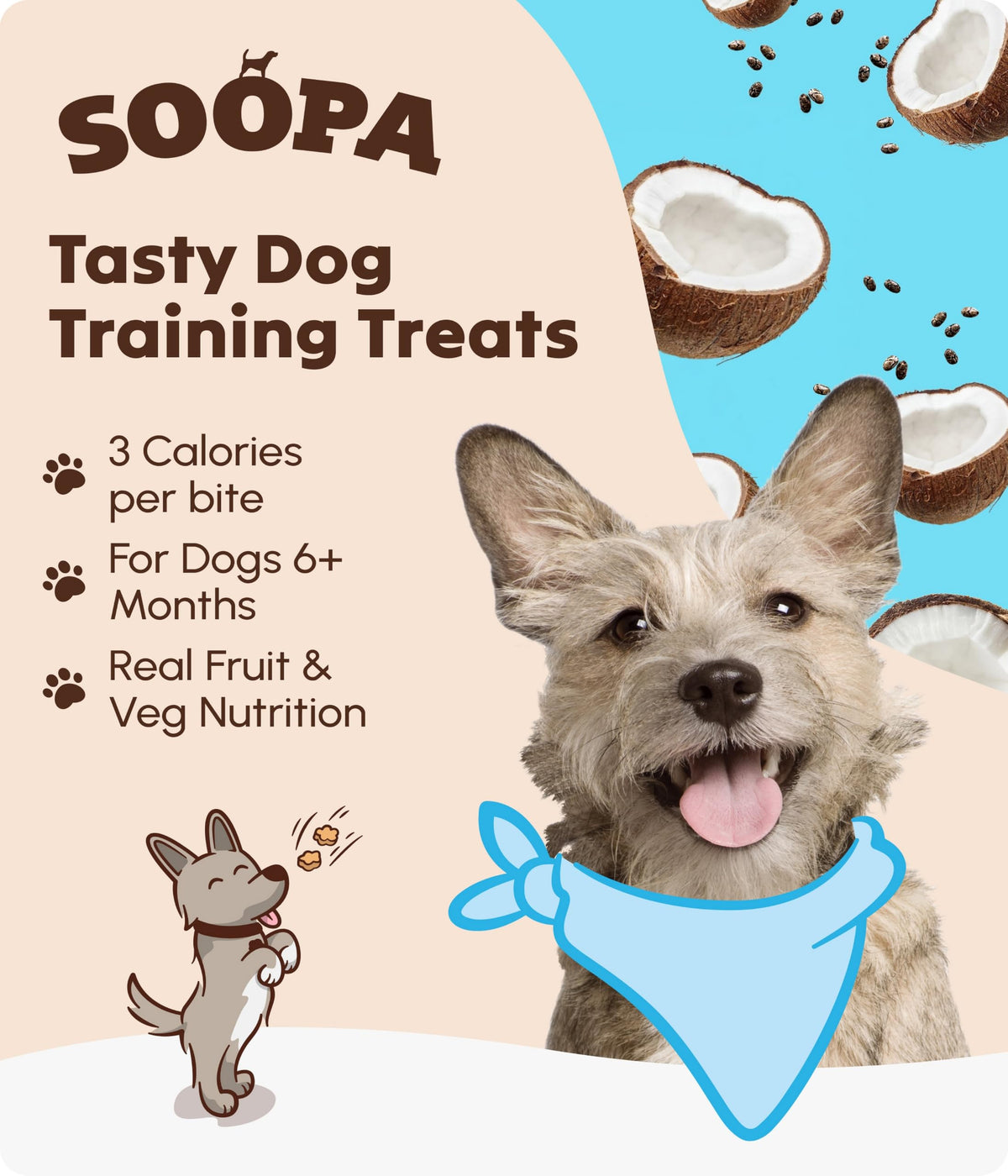 Soopa Strawberry Dog-Quiri Healthy Bites, Dog Training Treats, 50 g, 1-Pack