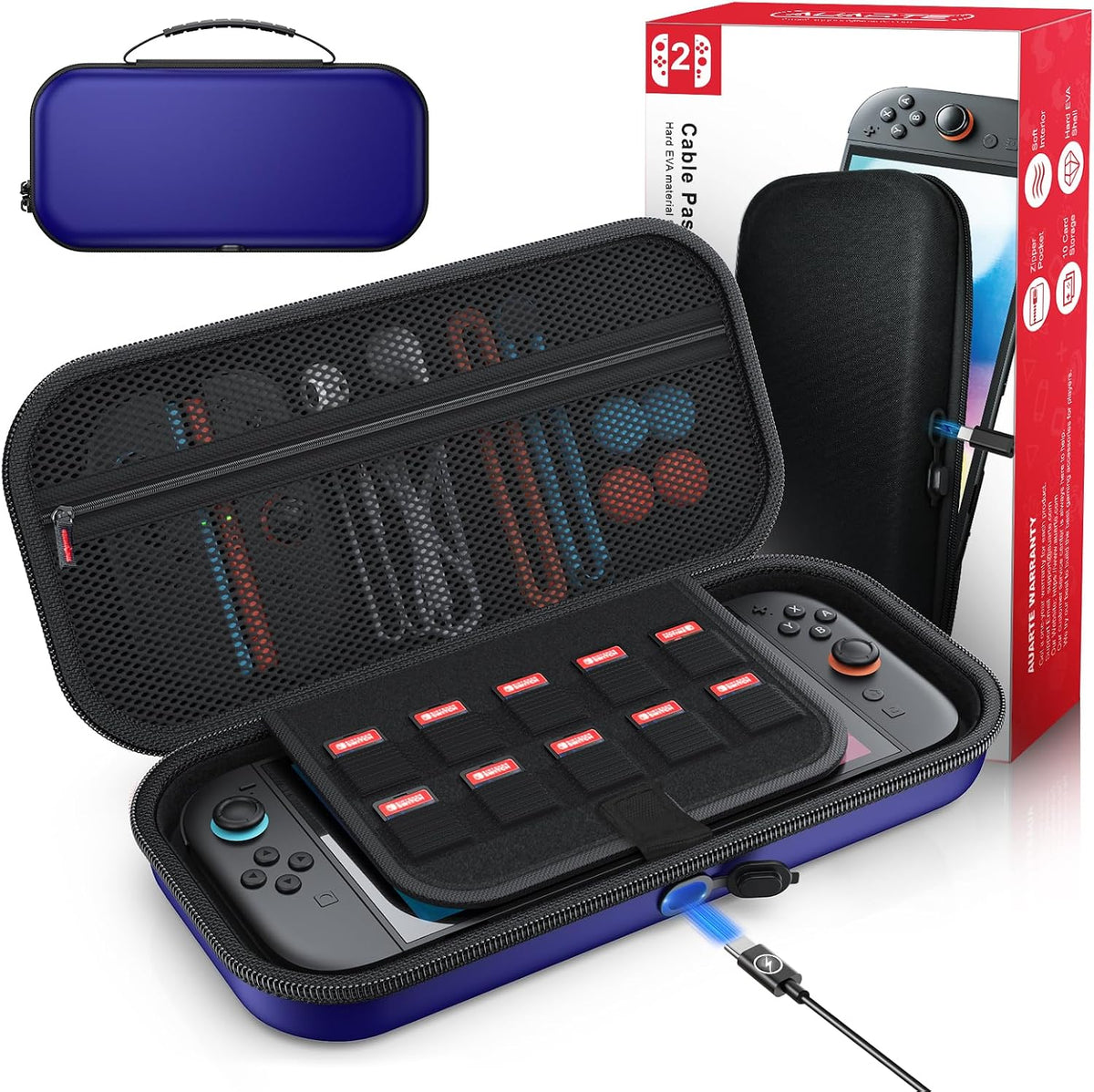 Case for Nintendo Switch 2, Travel Case with Charging Hole and 10 Game Card