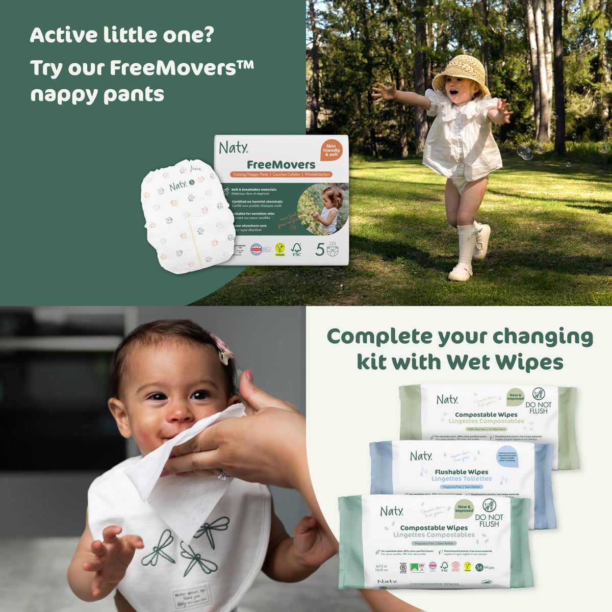 Naty BioEmbrace Newborn Nappies, Sensitive Skin, Size 2 (3–6kg), 33 Count